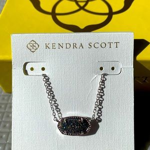 Kendra Scott. Elisa silver necklace with black drusy pendant